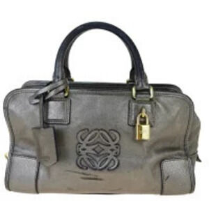 Loewe Amazona Handbag Silver Leather